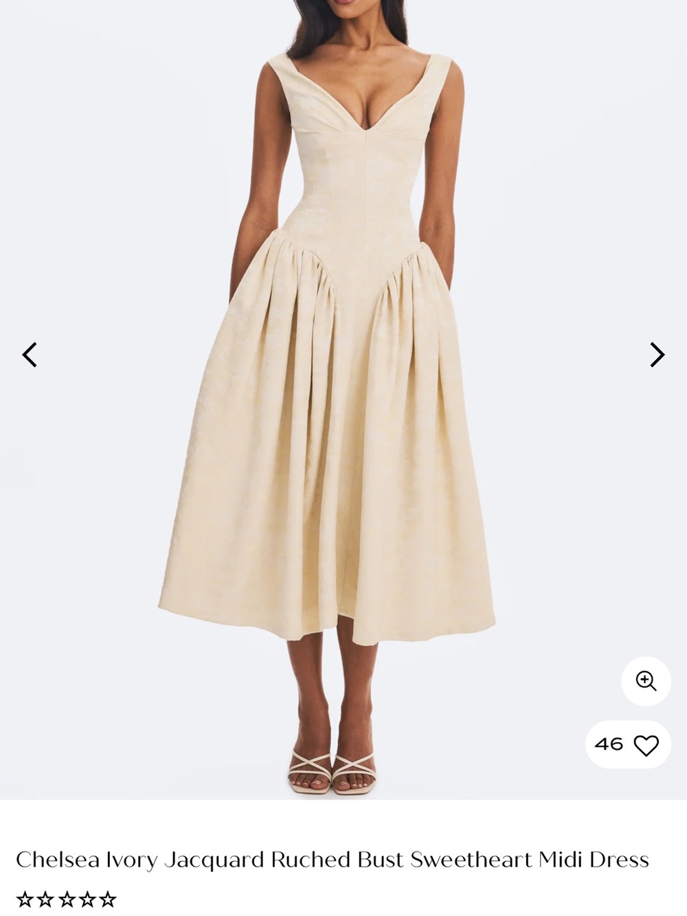 Chelsea Ivory Sweetheart Ruched Bust Midi Dress